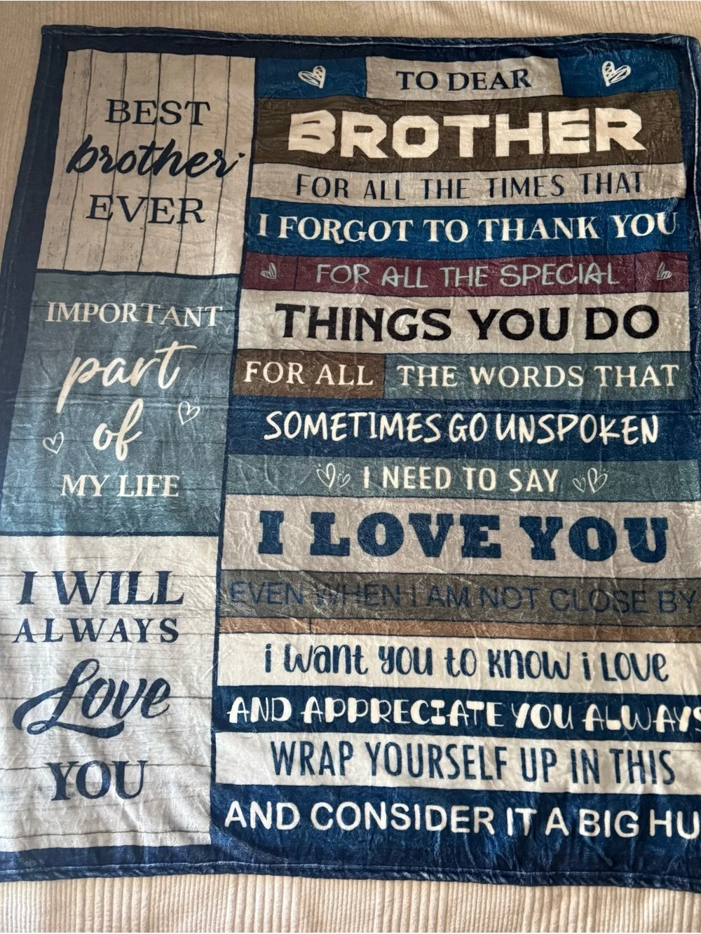 Very Soft Sentimental Brother Plush Fleece Throw Blanket Gift Hug
